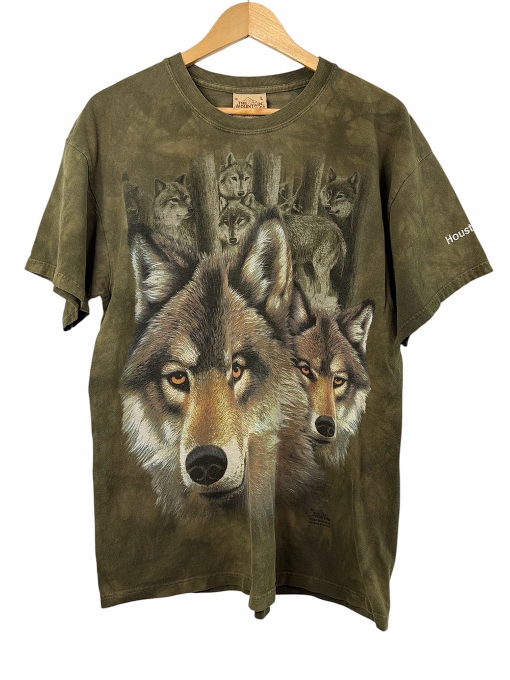 The Mountain Wolf Pack T-Shirt Green Tie Dye Cotton Large